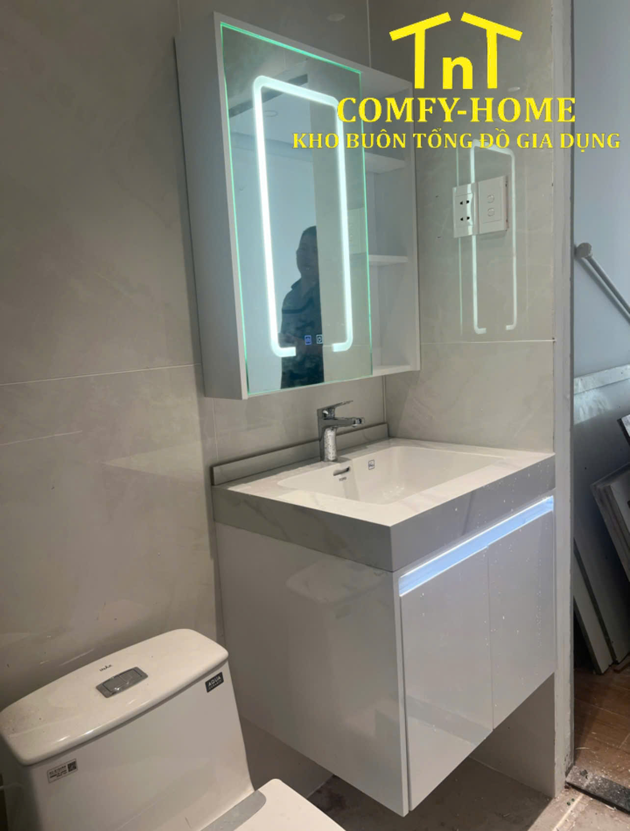 Bộ tủ chậu Lavabo cánh sóng hiện đại - Image 2