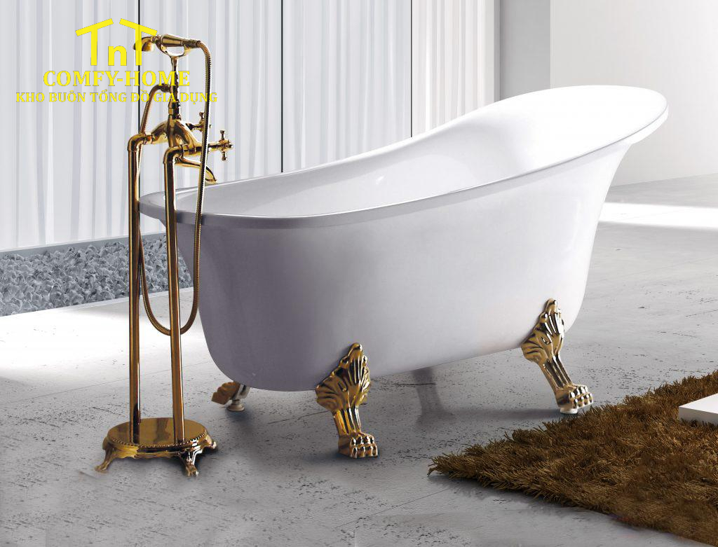 Bồn Tắm Độc Lập Chân Sư Tử Mạ Vàng – Phong Cách Cổ Điển Sang Trọng - Image 2