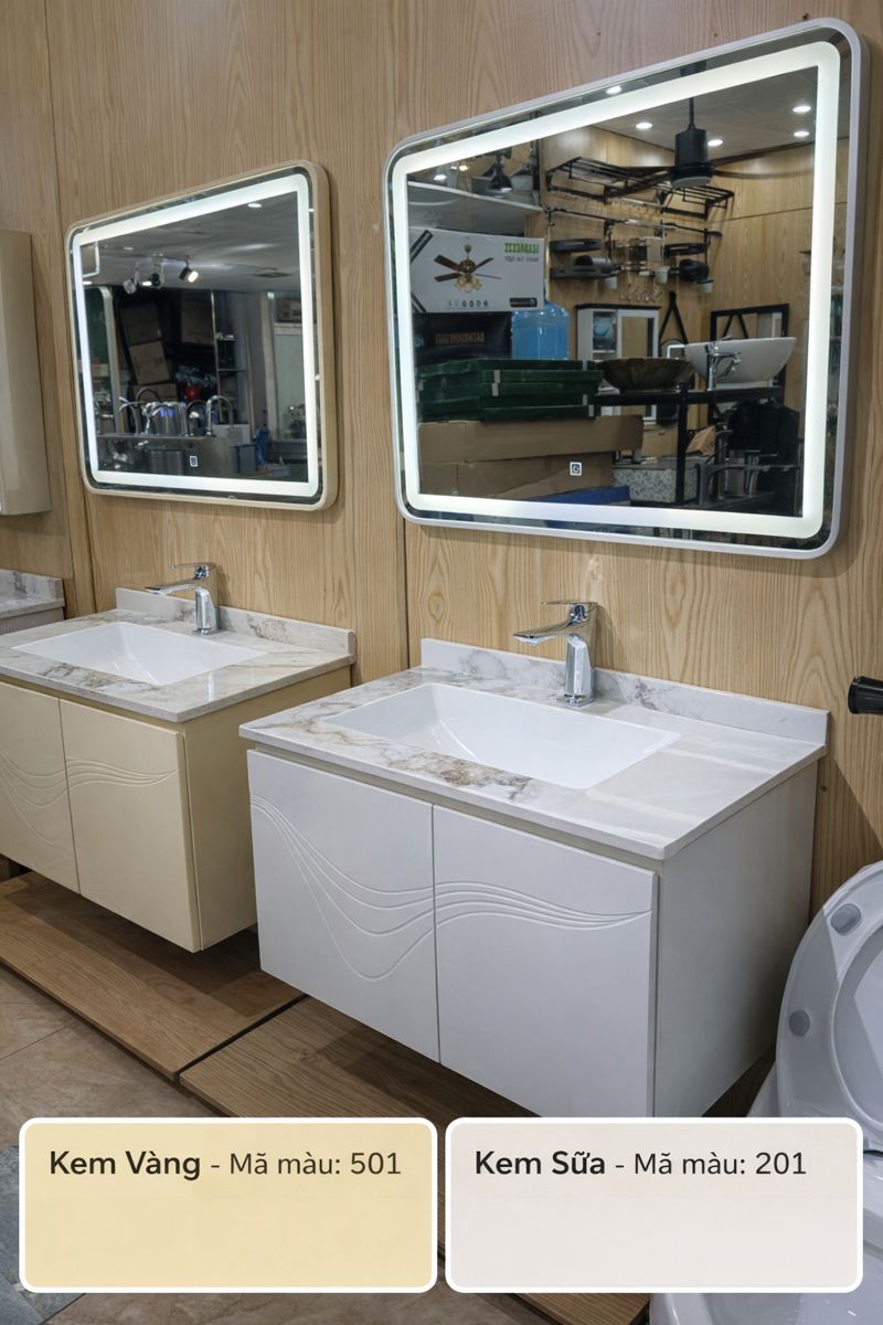 Bộ tủ chậu Lavabo cánh sóng hiện đại - Image 3