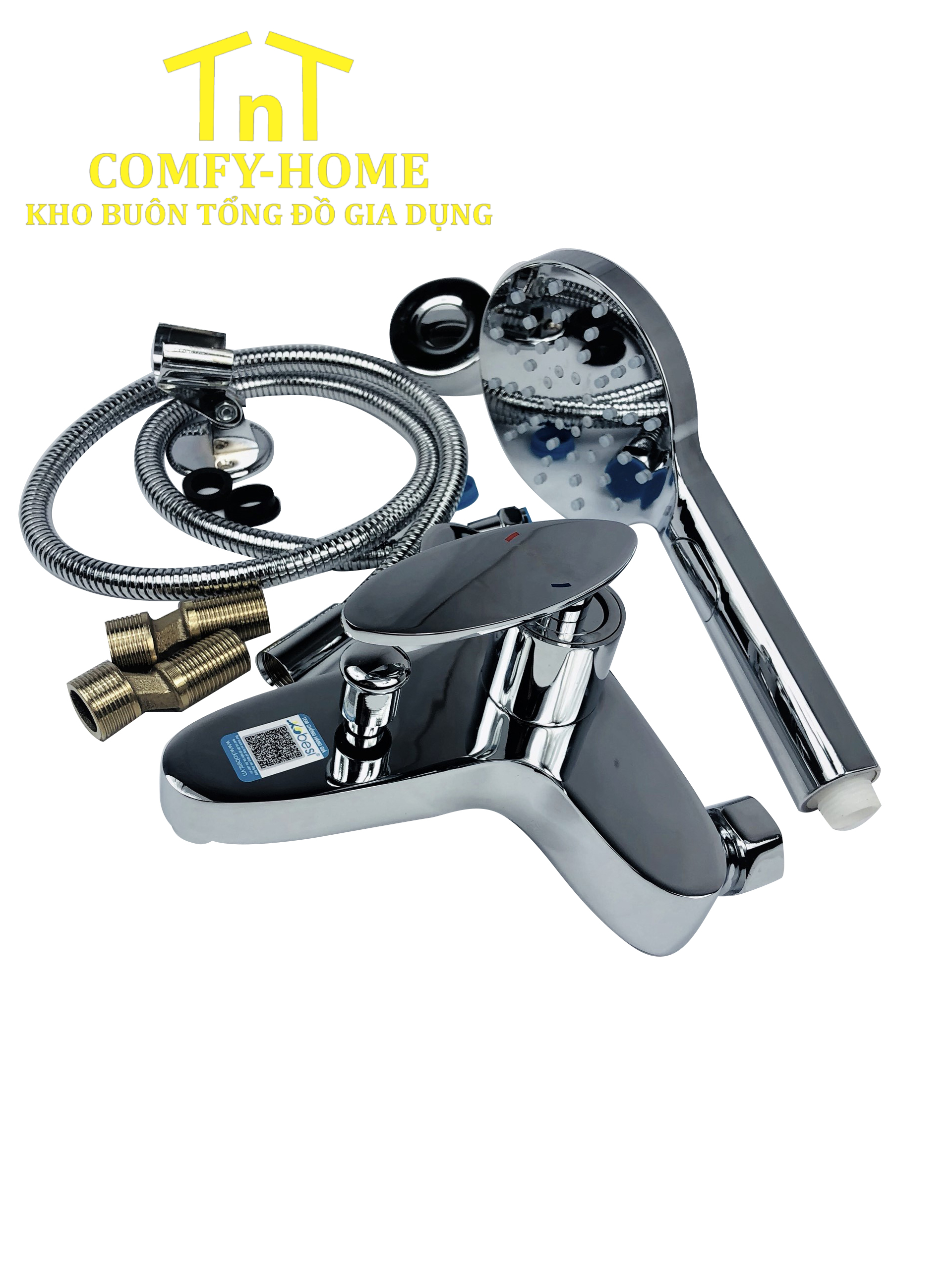 Bộ Vòi Sen Tắm Nóng Lạnh Trắng Sứ Cao Cấp KB 703T