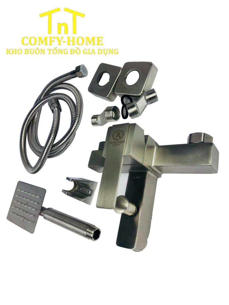 Bộ Vòi Sen Tắm Nóng Lạnh Inox Mờ Vuông Cao Cấp RA 3005