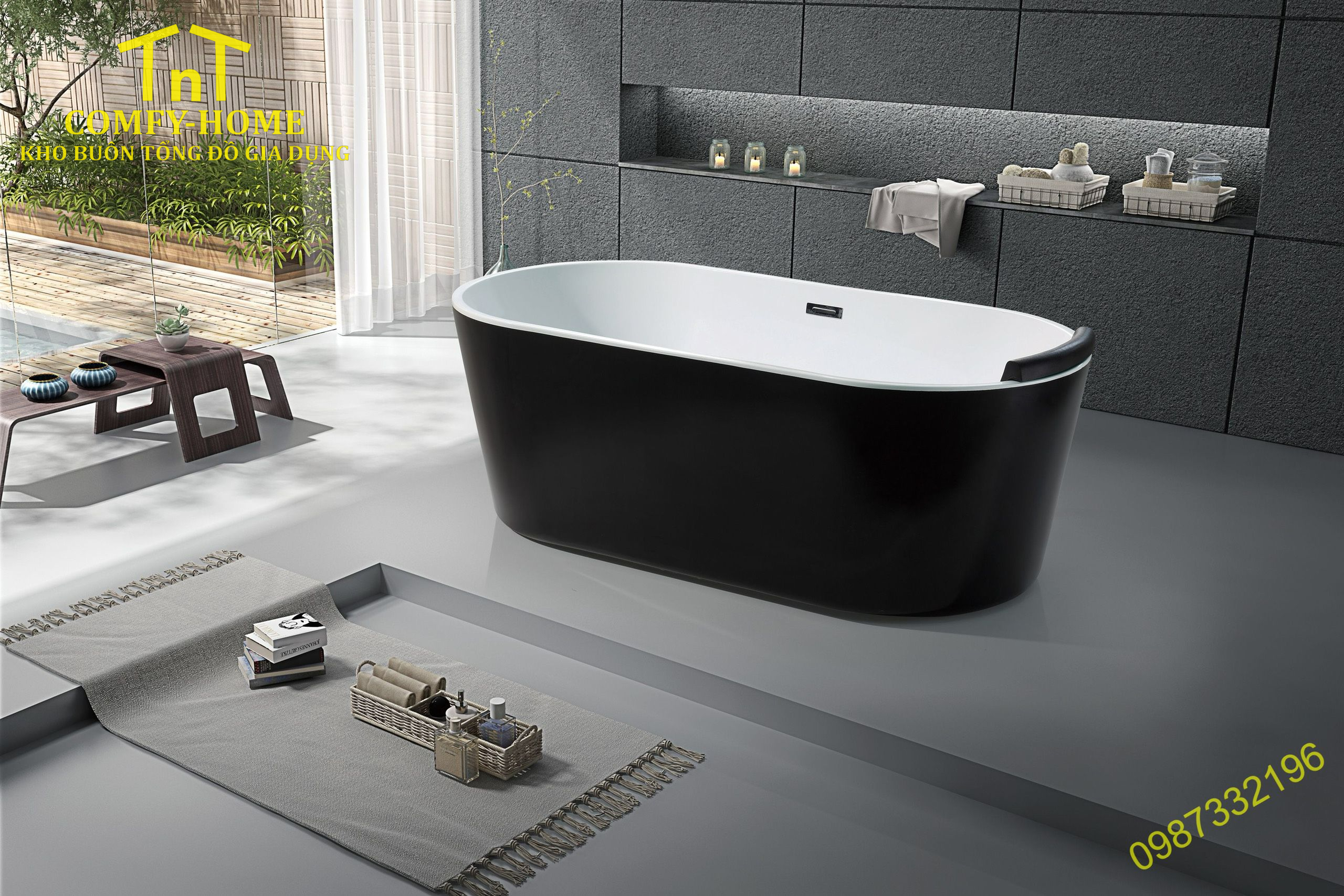 Bồn Tắm Độc Lập Hai Màu Đen – Trắng Phong Cách Hiện Đại Cao Cấp - Image 3