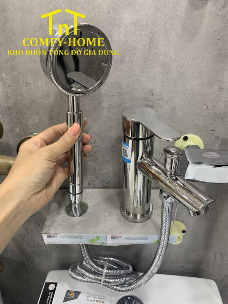Vòi Lavabo Nóng Lạnh Tích Hợp Tay Sen Xịt Inox Mạ Chrome