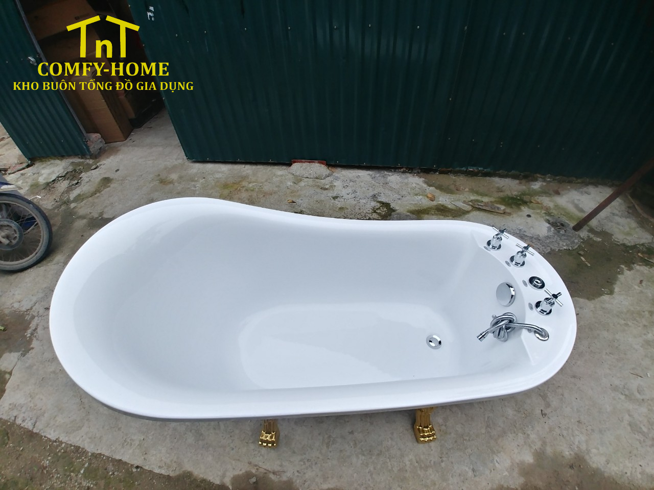 Bồn Tắm Độc Lập Chân Sư Tử Mạ Vàng – Phong Cách Cổ Điển Sang Trọng - Image 5