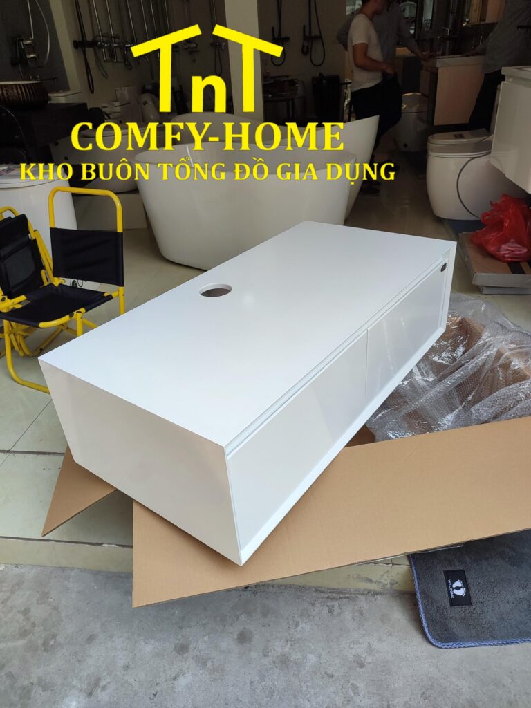 Tủ Lavabo Treo Tường 2 Ngăn Kéo Màu Hồng Pastel Cao Cấp – Comfy Home