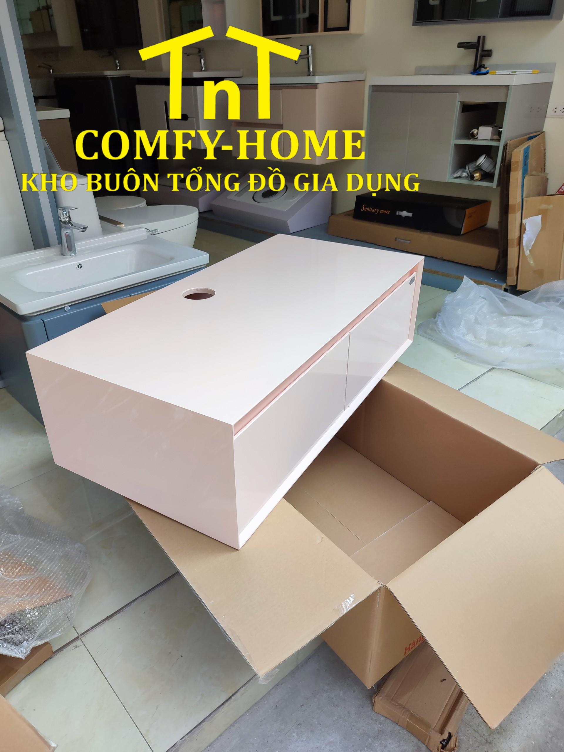 Tủ Lavabo Treo Tường 2 Ngăn Kéo Màu Hồng Pastel Cao Cấp – Comfy Home - Image 5