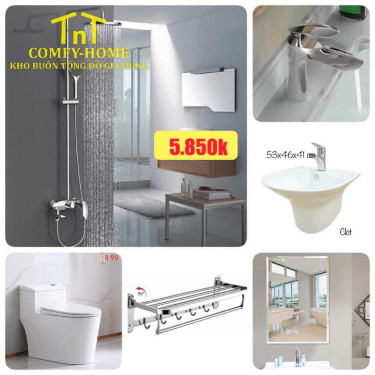 Combo Thiết Bị Vệ Sinh Hiện Đại 6 Món Cao Cấp - Trọn Bộ Phòng Tắm Sang Trọng