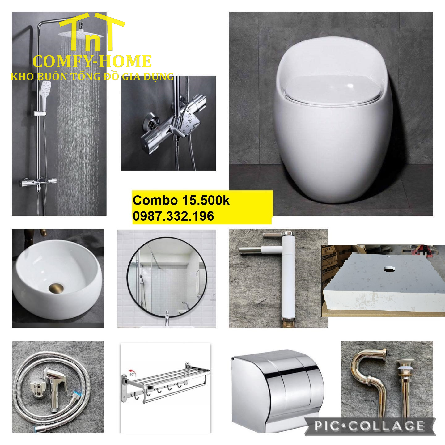 Combo Thiết Bị Vệ Sinh Hiện Đại - Trắng Sứ Cao Cấp & Inox SUS 304. - Image 2