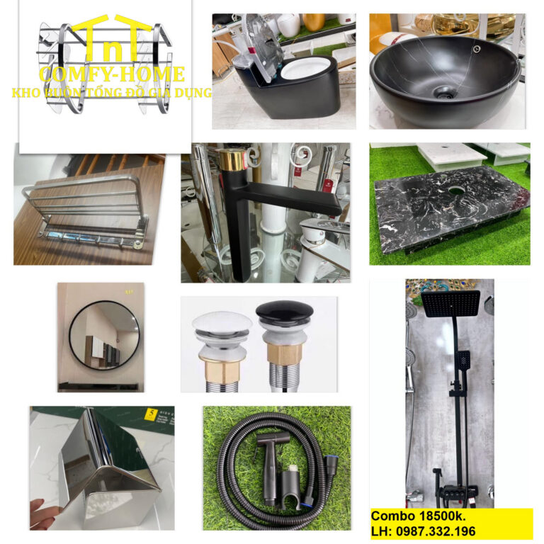 Combo Thiết Bị Vệ Sinh Hiện Đại Luxury Black Edition - Trọn Bộ 11 Món Cao Cấp.
