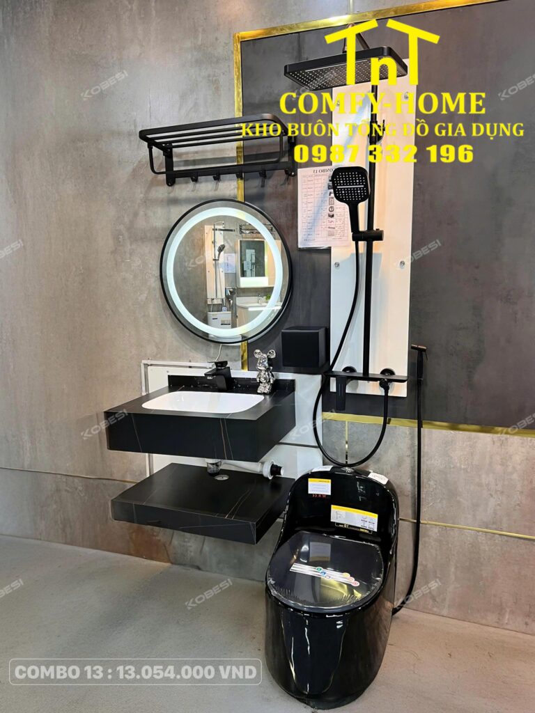 ✨ Combo Thiết Bị Vệ Sinh Cao Cấp TNT COMFY-HOME - Combo 13: Sắc Đen Huyền Bí, Hiện Đại & Đẳng Cấp ✨