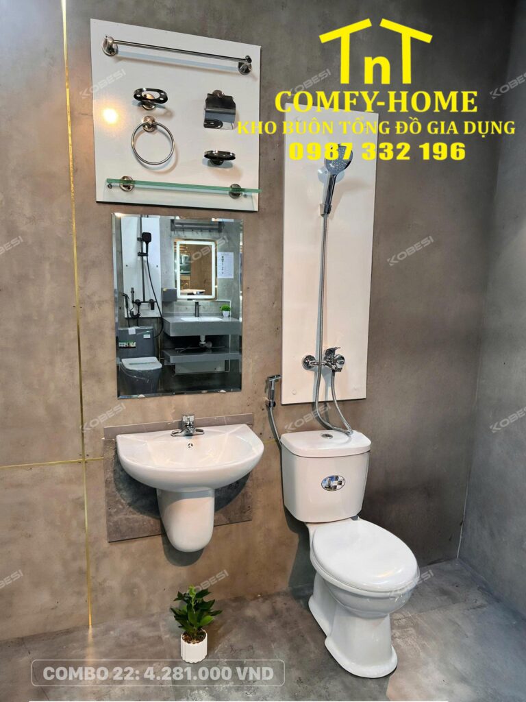 Combo 22 Trọn Bộ Thiết Bị Vệ Sinh Chậu Treo Tường Bình Dân