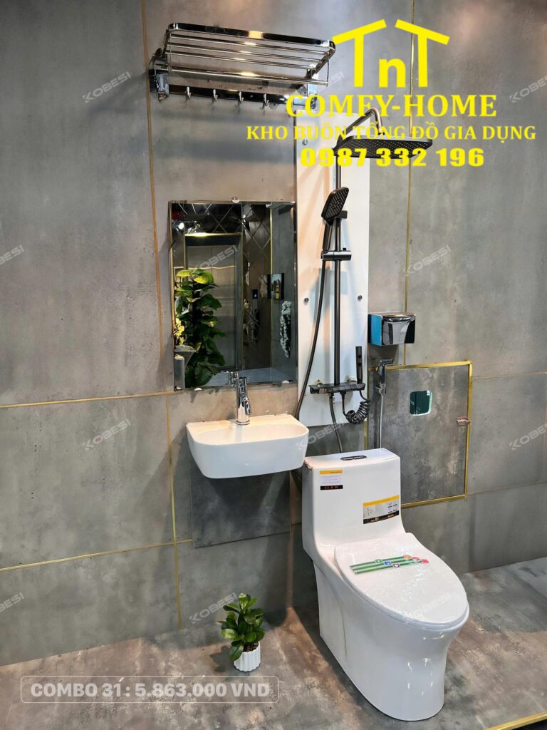 🔥 Combo 31 Bộ Thiết Bị Vệ Sinh Sen Phím Đàn Đen Cobesi