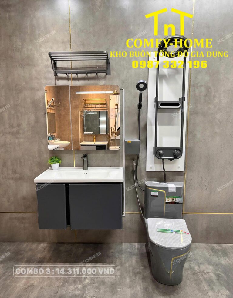 🔥 Combo 3 Bộ Thiết Bị Vệ Sinh Tủ Chậu Sen Phím Đàn Cobesi