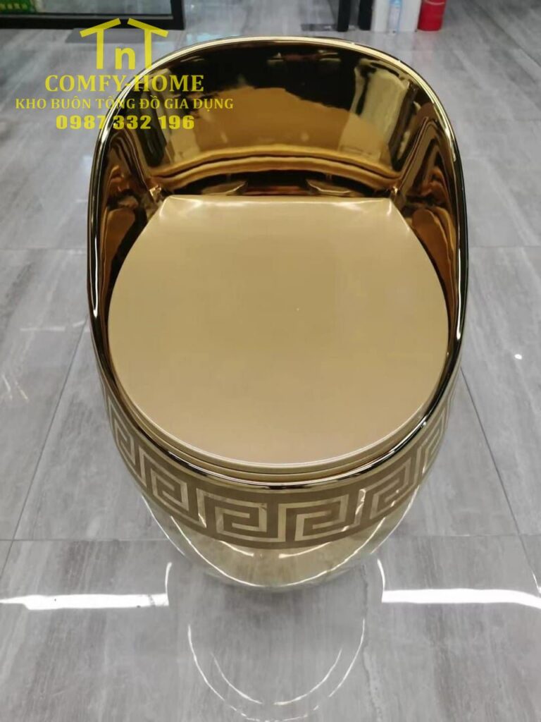 Bồn Cầu Trứng Một Khối Luxury – Phiên Bản Mạ Vàng Hoàng Gia Cao Cấp