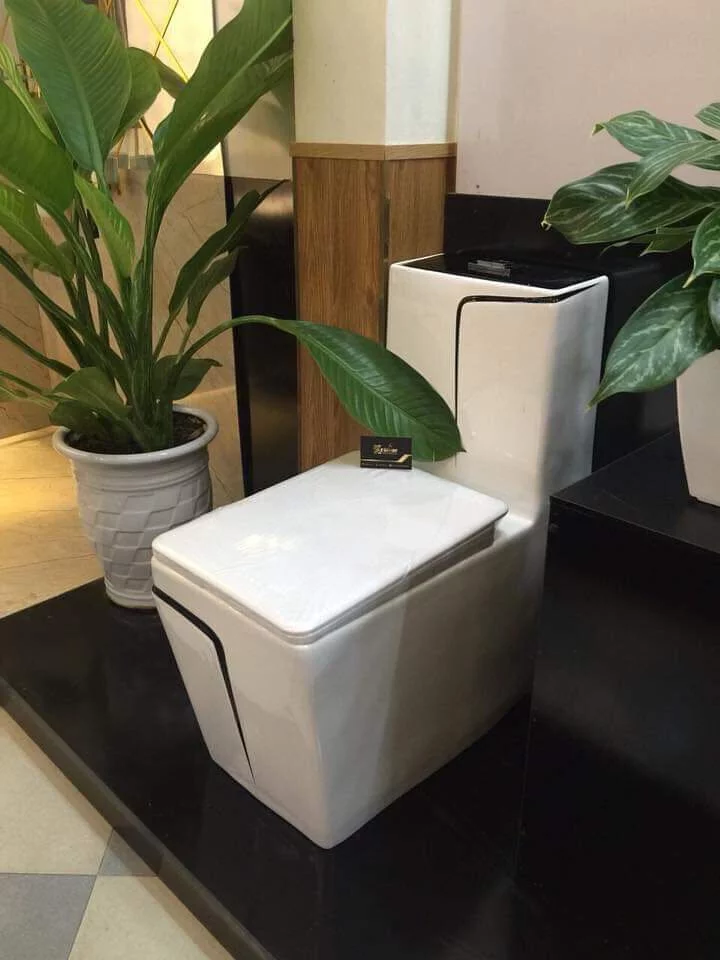 Bệt vệ sinh liền khối hiện đại – Nắp đóng êm, thiết kế vuông bo cong cao cấp