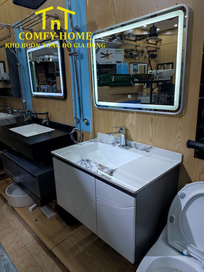 Bộ tủ chậu Lavabo cánh sóng hiện đại