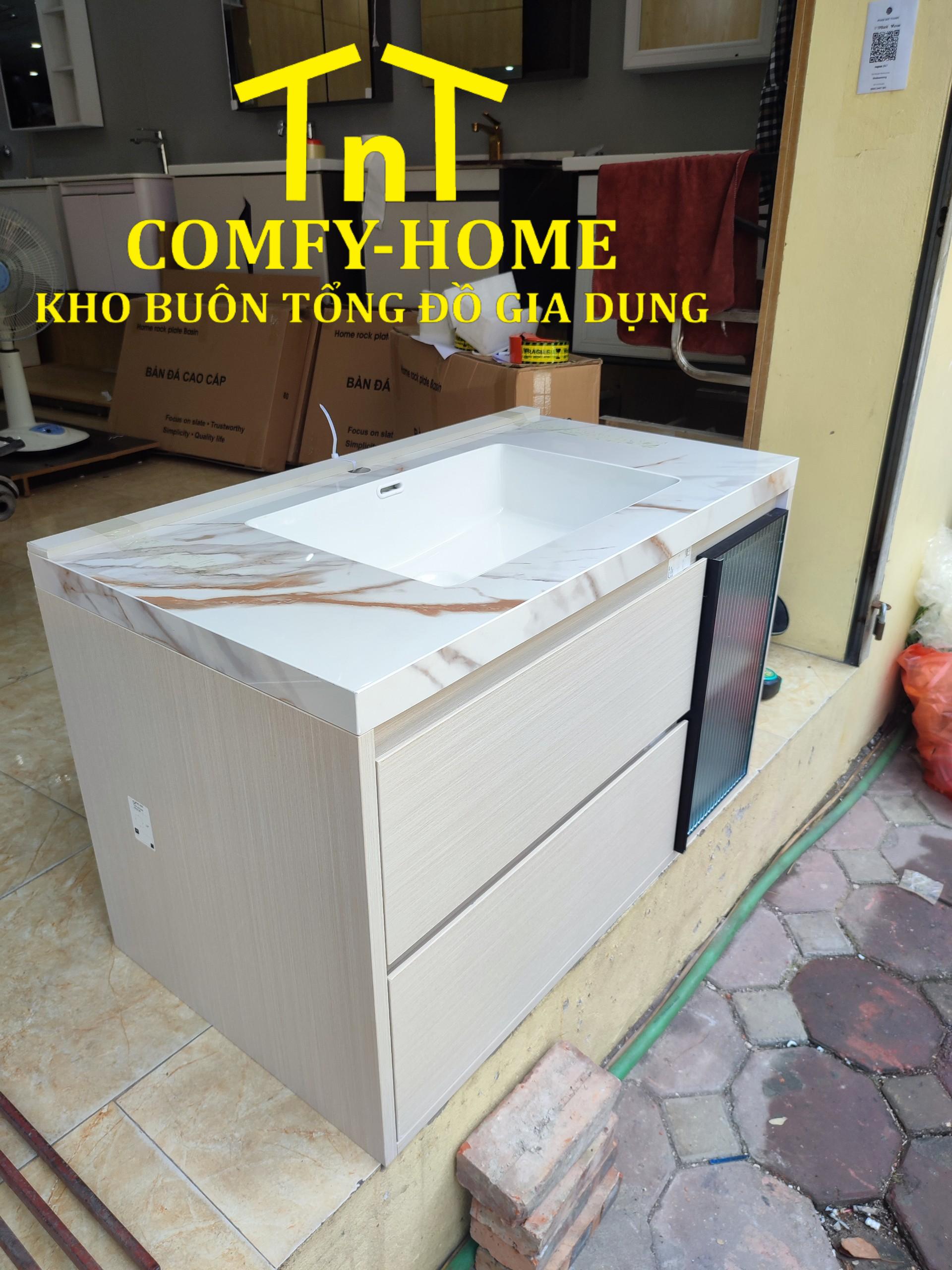 Bộ Tủ Chậu Lavabo Bàn Đá Đúc Liền Khối Cao Cấp – Thiết Kế Ngăn Kéo Thông Minh & Cánh Kính Sọc Hiện Đại - Image 4