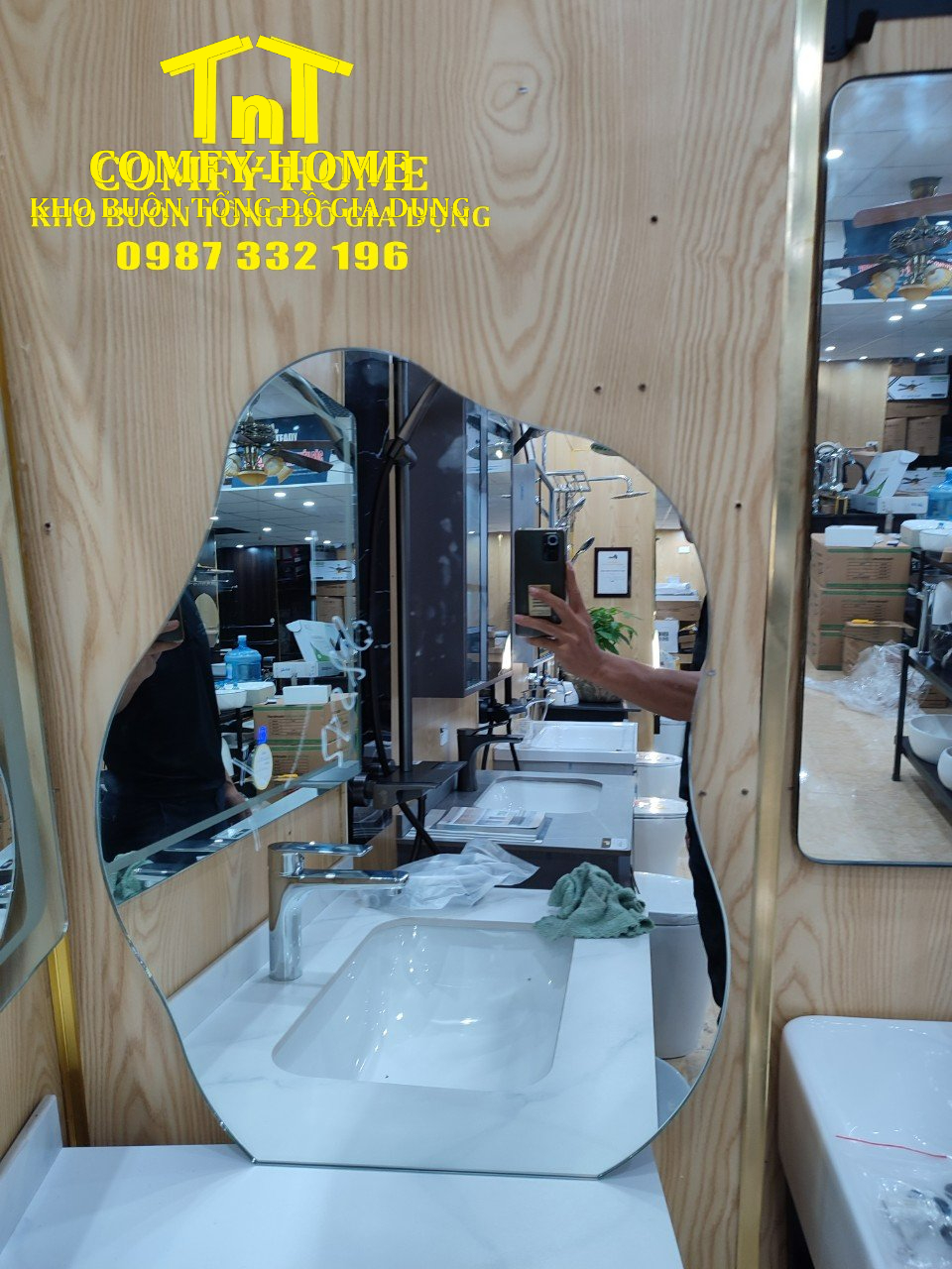 Gương Nghệ Thuật Decor Hình Vô Định Hình Tích Hợp Đèn LED Cảm Ứng - Image 4